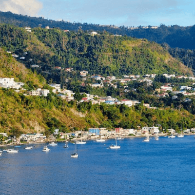 Dominica mountain and sea