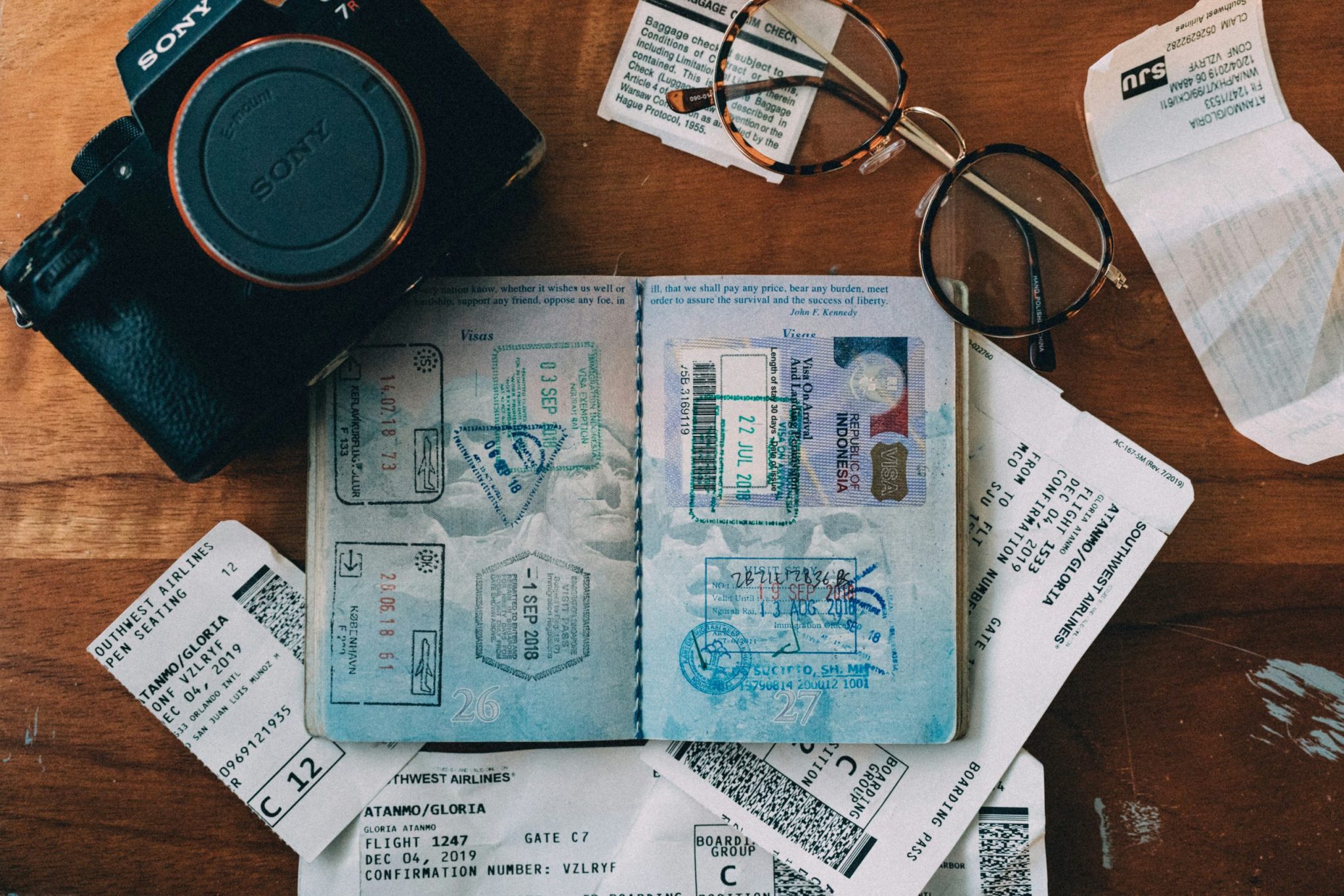 Passport with stamps